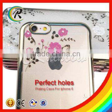 High quality Flower Printing Tpu Protective Back Cover for iphone 6
