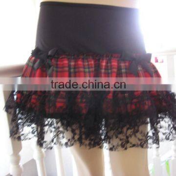 New Cool Black,Red Tartan check Gothic,Punk,Rock,Lolita Lace Skirt