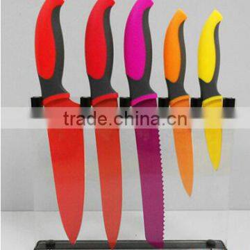 FDA colorful 5 pcs stainless steel kitchen knife sets