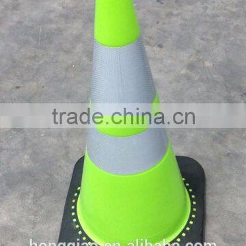 28" lime green USA standard black base pvc traffic safety cone