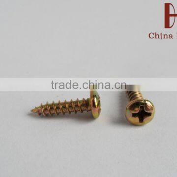 furniture hardware pan head yellow zinc wood screw made in taiwan