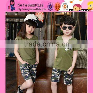 Yiwu Cheap Children Clothes Wholesale Kids Fashion Casual Cotton Camouflage Clothes Summer Wear