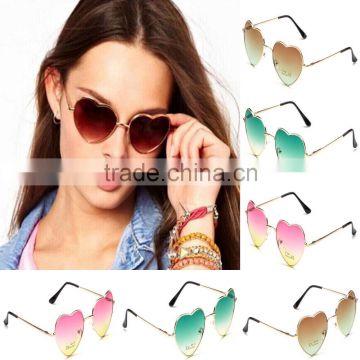 Fan Retro Vintage Metal Frame Heart Shaped Sunglasses Gradient Lens Eyewear Hot