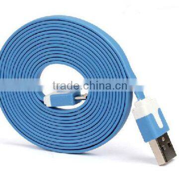 colorful Noodle flat V8 micro usb data charger cable for Samsung&htc& nokia & mobile phone