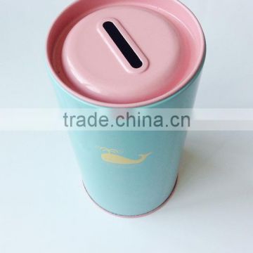 lovely round metal coin tin box tinplate saving box money bank box