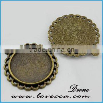 antique bronze 25mm round pendant cameo setting , 25mm round pendant tray can plate all the color you want