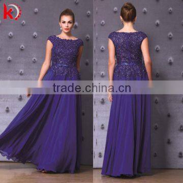 Elegant Chiffon Royal Blue Evening Dress 2015 Latest Design Formal Evening Gown