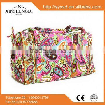 Hot selling cotton beautiful quilted fashion foldable girl's litht baggage bag