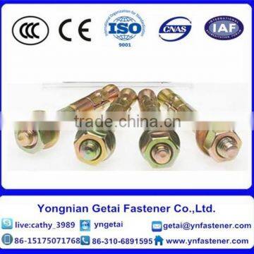 Factory Supplied M8*90 Wedge Anchor Yellow Zinc-plated Carbon Steel With Nut and Washer