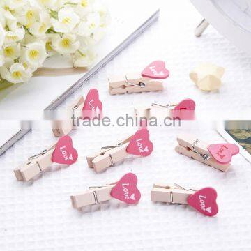 Valentine's day pegs wooden valentine clips red heart pegs for valentine's day