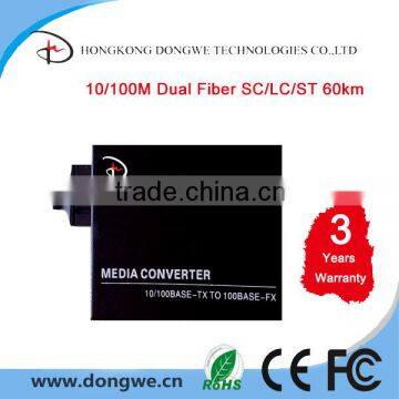 10/100M Single Mode Dual Fiber SC/FC/ST 1310nm 60KM Slot Media converter Customize External Power Supply