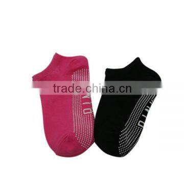 Haining GS custom plain pure colored white pvc anti-slip thin no terry cotton women ankle grip trampoline socks