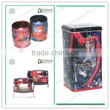 spiderman metal money box with lock for saving