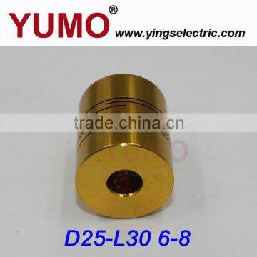 YUMO (LT D25 L30 6X8) Golden Stepper motor coupling Screw Encoder Aluminum elastic coupling Spiral spline shaft coupling