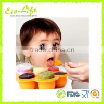 BPA Free 7 round Silicone Baby Food Freezer Tray with Clip-On Lid, Homemade Freezer Food Container