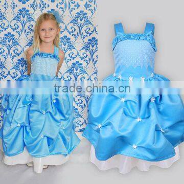 Wholesale blue girl party dress for children,princess green frozen girl dresses