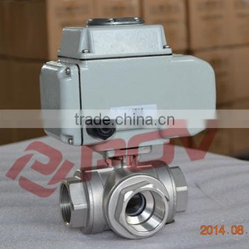 220v ac 60hz motorized thread 3 way full port ball valve