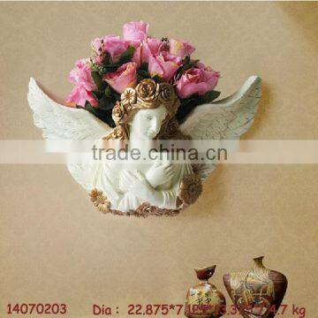 Resin decorative angel wall hanging flower pot flower vase