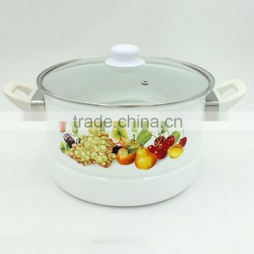 Carbon Steel Cookware With Enamel Coating Enamel Steam Pot With Decoration