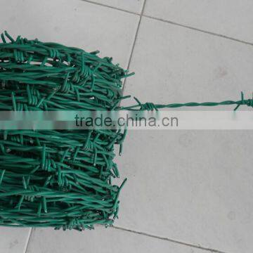 green PVC coated sharp barbed wire for boundary barrier