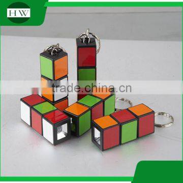 Magical Cube LED key flash light plastic Keychain Light