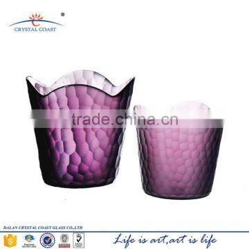 bulk purple glass mosaic votive candle holders