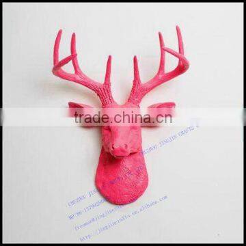 pink resin deer head blue deer head