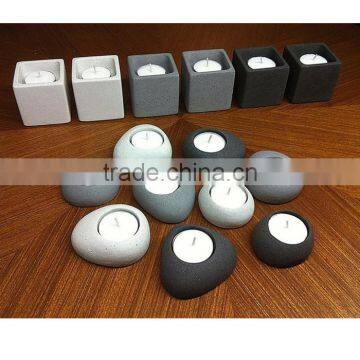 Oval Stone Shape Cement Home Ornament Candle Holder photo-2