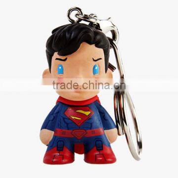 custom cartoon design pvc keychain toys,custom superman figure toy soft pvc cartoon toy keychain