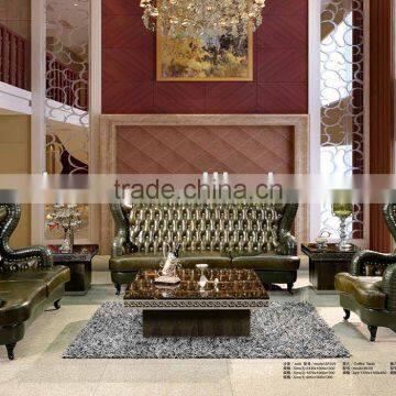 Hotel leather sofa | 7 Star Eropean design hotel lobby leather sofa SF029