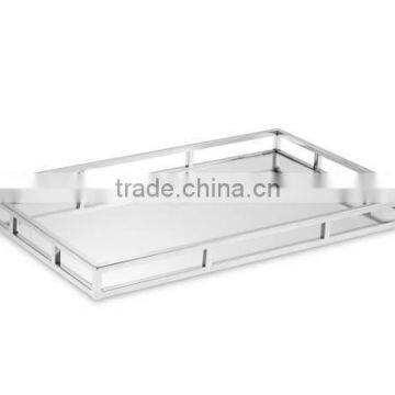 rectangle stainless steel & glass fancy tray