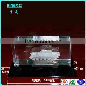 Customized 3d Crystal Gift Tank Model With Base K9 Crystal Engraving Laser Carved Blank photo-2