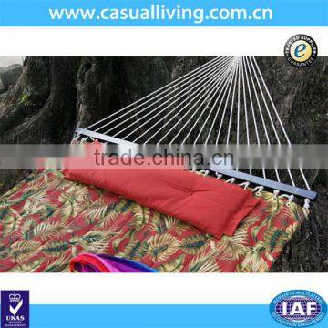 country-style 2 person hammock bed with pillow and cotton rope leaf pattern