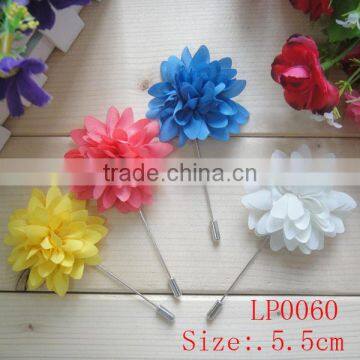 High quality customize fashion fancy solid fabric flower lapel pin for clothes