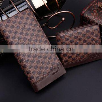 Latticed leather wallet for men