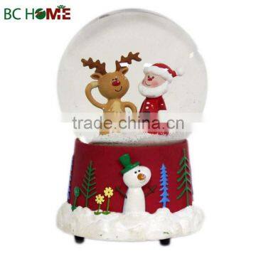 Christmas Santa With Reindeer Red Snow Globe Wholesale