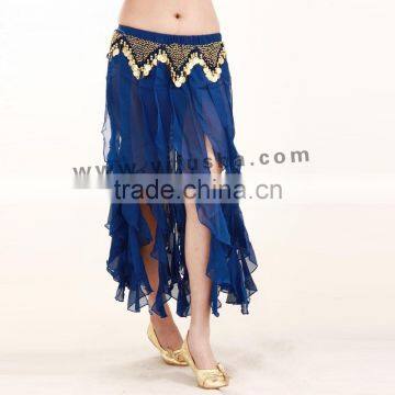 2015 latest tribal stage dance costumes beaded belly dance fringe skirt with coin