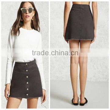 Woman Button Down High Waist Fashion A Line Mini Skirts