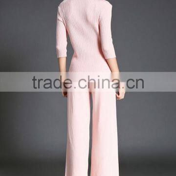 High Quality Solid Asymmetrical Tops With Long Loose Pants 2016 Autumn Fashionable photo-6