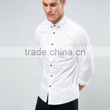 Custom New Design Long Sleeve Button Down Collar Mens 97% Cotton 3% Elastane Breathable Poplin Slim Fit Casual Dress Shirts