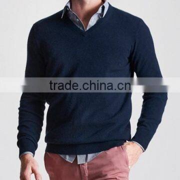 High Quality Men's V-neck Cashmere Sweater Navy(BKNM12) photo-3