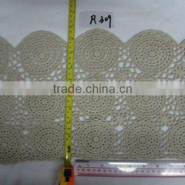 100% cotton fabric with crochet pattern
