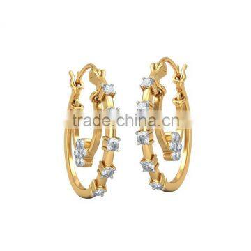 Stylish Gold Plated Zirconia Hoop Earrings