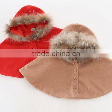 latest western winter children girls faux fur hooded cape poncho