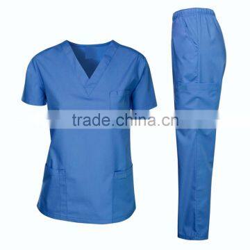 Good Quality 65polyester 35cotton Nurse Scrub Suit Blue Scrub Uniform photo-5