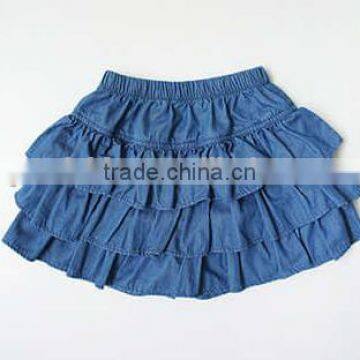 Denim Clolr 3 Layers Ruffle Shorts Stylish Kids Clothes Girls Shorts Wholesale photo-3