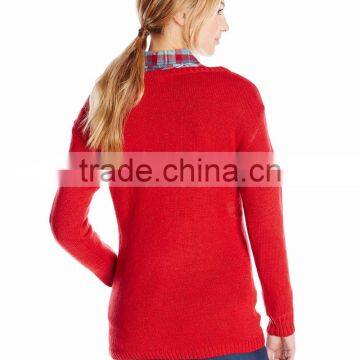 Women Red Sweater Fuzzy Beard Santa Claus Pattern Christmas Jumpers photo-2