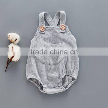 0-3 Years Wholesale Baby Girls Boys Cotton Strap Rompers Kids Jumpsuit photo-3