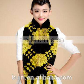 2015 New Style Ear Neck Warmer Ladies Whole Set Long Genuine Rex Rabbit Fur Scarf photo-5