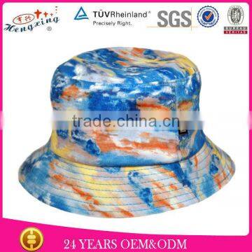 Streetwear Tie Dyed Wide Brim Fresh White Kids Plain Bucket Hat